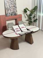 Table à manger Bravo Stone, design simple et moderne, hauteur réglable, pieds pliables, forme ovale, capacité de 8 personnes, pour salle à manger