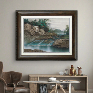 Arte de pared de <span class=keywords><strong>paisaje</strong></span> de Río <span class=keywords><strong>Rural</strong></span> moderno hecho a mano, <span class=keywords><strong>pintura</strong></span> de arenisca con Base de soporte de lienzo para decoración del hogar y arte de Adorno - Product Image 5
