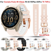 Cocok untuk Garmin Fenix 8 7s Pro, Tali Jam Tangan Silikon 20mm dengan Pengunci Logam Perak, Tali Pengganti Eksklusif untuk Wanita.