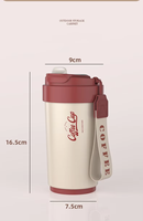 Vaso de viaje de acero inoxidable de 420ml, pantalla LED de temperatura inteligente, taza de café aislada, botella de agua, botella termo con asa de cuerda