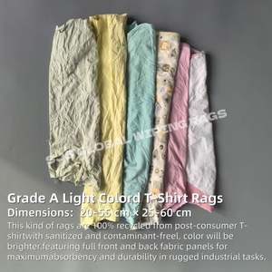 Trapos de Limpieza Industriales de Tela de Color Claro, Trapos de Tela Reciclada 100% Algodón para Limpieza - Product Image 2