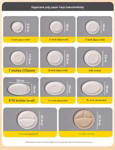 Assiettes jetables rondes en bagasse de canne à sucre, personnalisables OEM/ODM, compostables, durables et écologiques, pour mariage, en lot - Product Image 3