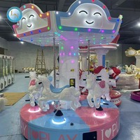 Manège intérieur portable à 6 places pour enfants, type carrousel, pour petites foires et courses