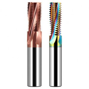 Fraise à fileter à 4 dents pleines en carbure de tungstène, nano-revêtement haute vitesse, HRC65, M5 M6 M8, pour usinage CNC de l'aluminium et de l'acier - Product Image 1