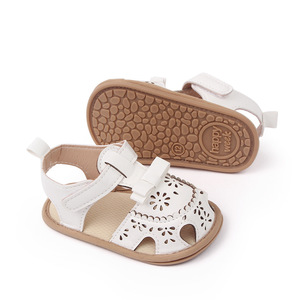 Sandales décontractées d'été pour bébé fille, nouveau modèle, semelles souples, chaussures plates antidérapantes en coton avec nœud mignon pour bébés de 0 à 1 an - Product Image 3