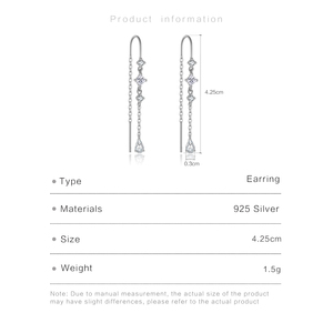 <span class=keywords><strong>Orecchini</strong></span> Pendenti FUAMAY in Argento S925 Placcato Oro 18K/Rodio con Zirconi e Catena Lunga Multi-Gemma per Donne - Product Image 2