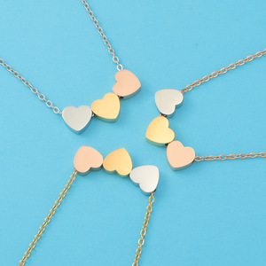 Bijoux en acier inoxydable sans ternissement minimal Mini collier de perles d'espacement en or 18 carats à la mode mignonne - Product Image 1