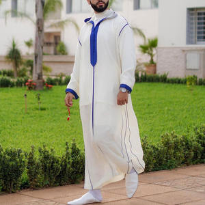Thobe d'usine pour hommes, vêtements arabes islamiques, <span class=keywords><strong>Djellaba</strong></span>, Kaftan, Boubou <span class=keywords><strong>Homme</strong></span> Musulman, Caftan décontracté à capuche, Robe Jubba à manches longues - Product Image 5