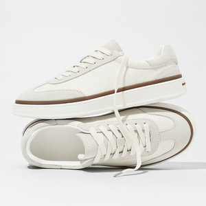 Men's Beige <b>Canvas</b> Low Top Casual Sneakers Breathable Comfortable Daily Walking Shoes Lace up Flat Sneakers for Men - Product Image 2