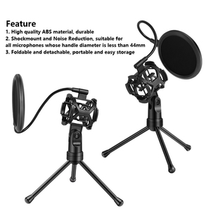 ขาตั้งไมโครโฟนแบบตั้งโต๊ะพลาสติกพร้อมตัวกรองเสียงสำหรับการบันทึกเพลง เล่นเกม และพอดแคสต์ - Product Image 4