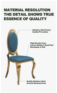 FUN NEST Hotel Silla de banquete de lujo Forma ovalada Estilo europeo Silla de comedor Diseño del hogar Silla de comedor ovalada de acero inoxidable - Product Image 6
