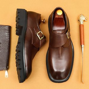 2026 Design New High-Quality Square-<b>Toe</b> Leather Shoes for Men - Premium Formal Business Casual Shoes - Genuine Leather - Product Image 1