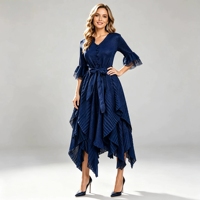 Robes de soirée formelles pour femmes, Robe décontractée mi-longue pour femmes, Robe plissée Miyake grande taille à ourlet asymétrique floral 3D
