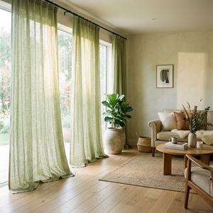 <span class=keywords><strong>Tissu</strong></span> en <span class=keywords><strong>lin</strong></span> pur de haute qualité 100% - <span class=keywords><strong>Vert</strong></span> clair - Écologique - Respirant - Pour vêtements et textiles de maison - Product Image 4
