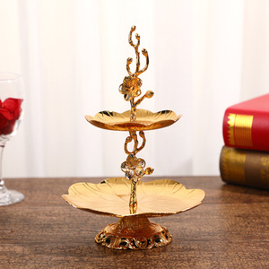 Nouveau plateau à fruits à deux étages de style classique européen doré - Décoration de salon, <span class=keywords><strong>table</strong></span> basse, collations et fruits - Product Image 3