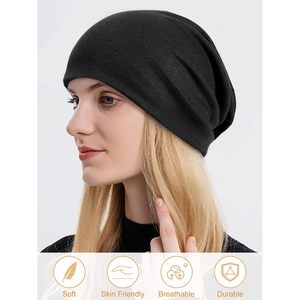 Berretti in cotone leggero di alta qualità da donna e da uomo morbidi cappelli a cuffia elastica chemio con teschio - Product Image 3