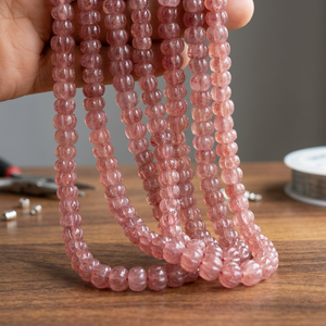 Stobary Jewelry High Quality Wholesale Natural <b>Pink</b> Color Gemstone 4.5-10MM Round Brilliant Cut Color Play for <b>Pen</b> Beads - Product Image 1