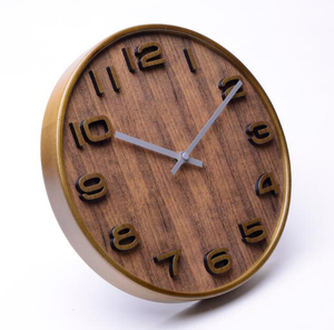 Unique Embossed 3D Numbers Quartz Antique Classic Wood <b>Clock</b> for Wall - Product Image 1