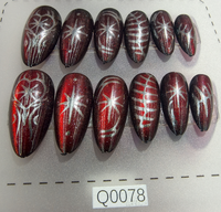24 faux ongles faits main, pré-conçus, longueur moyenne, forme amande, motif floral 3D dégradé, chic