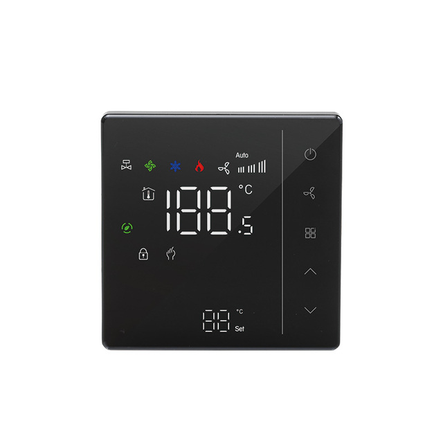 BECA BAC-007 Smart Home Thermostat Tuya WiFi Touch Screen Lora FCU Central Air Conditioning HVAC Systems Graphic Design Solution