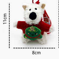 Porte-clés unique en peluche chien sapin de Noël, pendentif créatif chiot en pull rouge pour sac, jouet en peluche de luxe, cadeau de Noël pour enfants