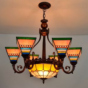 Lustre à plusieurs têtes de style Tiffany Pendentif en <span class=keywords><strong>vitrail</strong></span> vintage Plafonnier en cristal moderne Éclairage élégant <span class=keywords><strong>pour</strong></span> la salle - Product Image 4