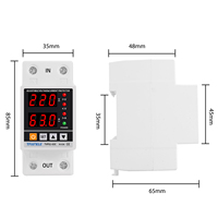 Protecteur de surtension et de sous-tension réglable à double affichage 63A, rail DIN, 80-300V, 110V, 230V, 300V, protection de courant alternatif, sortie 220V