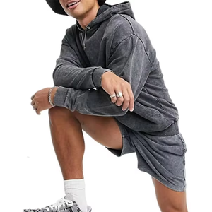 Quick Dry for Active & Casual Use Men Winter <b>Knitted</b> Hoodies & Shorts <b>Set</b> 430gsm Fleece Fabric - Product Image 5