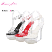 Sandales transparentes à bout ouvert en cristal de 14 cm pour boîte de nuit, célébrités d'Internet, défilés et pole dance, talons aiguilles sexy