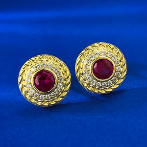 Pendientes <span class=keywords><strong>de</strong></span> moda <span class=keywords><strong>de</strong></span> tesoro rojo <span class=keywords><strong>de</strong></span> diamante nuevo europeo y americano transfronterizo para mujer, Edad Media, joyería Retro para mujer - Product Image 3