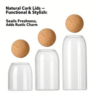 Inovasi baru Harga bagus kaleng dapur kaca stoples penyimpanan kaca <span class=keywords><strong>Cork</strong></span> untuk penyimpanan kopi teh gula - Product Image 5