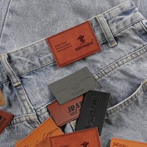 Custom Personalized Embossed Logo Sewing PU Leather <strong>Labels</strong> Tag for Clothes Garment <strong>Jeans</strong> - Product Image 3