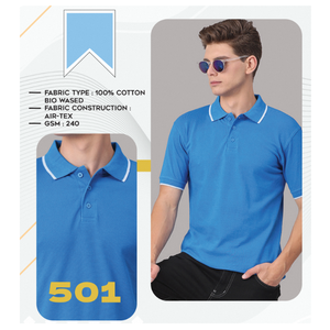 เสื้อยืดผ้าฝ้ายแท้ 100% ผ่านกระบวนการ Bio-Washed สำหรับผู้ชาย 240 GSM เนื้อผ้านุ่มสบาย เหมาะสำหรับใส่ลำลองในฤดูร้อนหรือใส่ทำงาน - Product Image 1