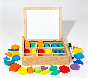 Juego de Bloques Magnéticos de Madera <span class=keywords><strong>con</strong></span> Patrones Geométricos, Rompecabezas Creativo de Doble Cara, Pizarra Blanca, Juguete Educativo STEM - Product Image 3