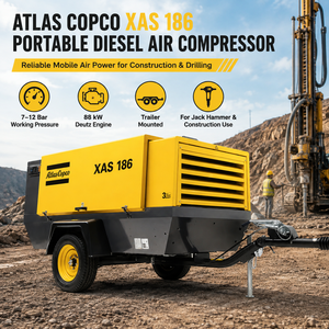 <span class=keywords><strong>Compresseur</strong></span> d'air à vis diesel portable Atlas Copco XAS 186, 7-12 bars, moteur Deutz pour la construction <span class=keywords><strong>et</strong></span> le forage - Product Image 2