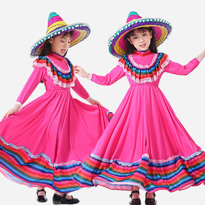 Halloween Mexiacan Girl Costume Cinco De Mayo Carnival Party <strong>Dress</strong> Traditional <strong>Mexican</strong> Children Costume - Product Image 2