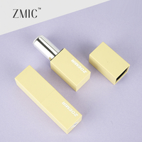 Étui à rouge à lèvres carré mat jaune 3-5g, tube à rouge à lèvres avec coupelle intérieure argentée 21mm, conteneur magnétique pour baume à lèvres, tubes vides pour baume à lèvres