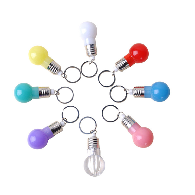 Led Flashlight Light Colorful mini led light lamp bulb torch keyring Clear Lamp Torch Keyring Acrylic Led Bulb Keychain