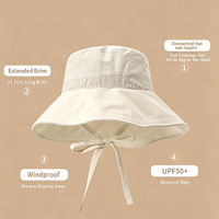 Chapeau Bob Uni à Large Bord avec Cordon de Serrage, Coupe-Vent, Pliable, Protection Solaire Extérieure, Casquette de Pêcheur, Vente en Gros, Logo Personnalisé