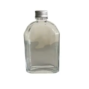 100ml 200ml 240ml 340ml flat clear glass liquor bottle coffee bottles with aluminum cap for vodka beverage