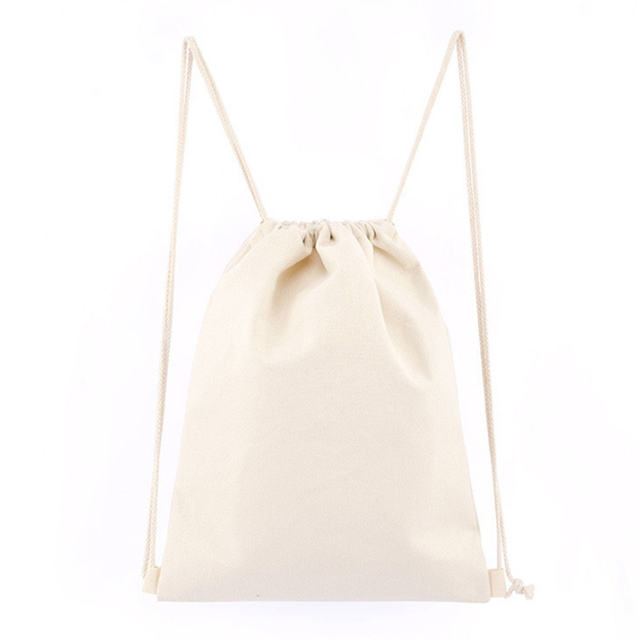 Custom Logo Printed Cotton Drawstring Calico Bags Personalized Calico Drawstring Bags with Logo