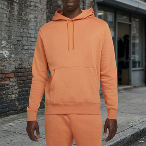 Sweat-shirt à capuche en molleton de coton épais pour homme, personnalisé, chaud, uni, avec patch brodé, vêtements décontractés pour hommes, vente en gros - Product Image 2