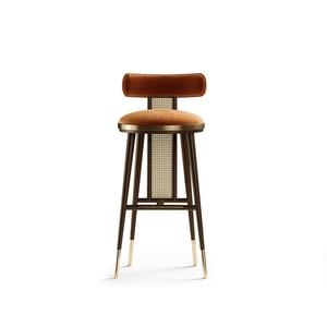 Rembourrage en tissu mousse haute densité rotin naturel jambe en bois massif <span class=keywords><strong>fauteuil</strong></span> à siège <span class=keywords><strong>haut</strong></span> comptoir tabouret de <span class=keywords><strong>bar</strong></span> en rotin fantaisie - Product Image 1