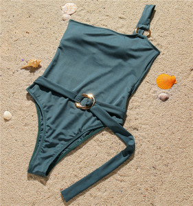 FYA1239 europeo de una sola pieza traje de baño de Color sólido Sexy <span class=keywords><strong>uno</strong></span>-hombro de la mujer bikinis y Bañadores - Product Image 3