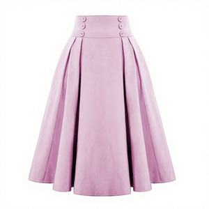 25 New European American Ebay Foreign Trade AliExpress Vintage Empire Button Anti-Wrinkle Plaid Mid-<b>Skirt</b> Polyester Women's - Product Image 1