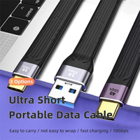 Kabel Mini pendek fleksibel, kabel portabel kabel Mini pendek fleksibel USB Tipe C datar 13cm untuk Power Bank 10gbps, kabel pendek pengisian Data untuk MacBook