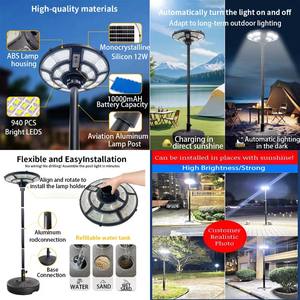 ไฟถนน LED กลางแจ้งแบบ <span class=keywords><strong>UFO</strong></span> พร้อมเซ็นเซอร์ตรวจจับความเคลื่อนไหว แผงโซลาร์เซลล์ในตัว 3 สี 800W 1000W ABS ระบบเปิด-ปิดอัตโนมัติ ระดับการป้องกัน IP65 สำหรับสวน รับประกัน 5 ปี - Product Image 3