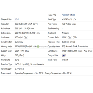 โมดูลหน้าจอ LCD สำหรับหน้าจออุปกรณ์อิเล็กทรอนิกส์สำหรับผู้บริโภค P1040SVF1ME00 - Product Image 4
