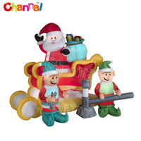 Gros noël décorations gonflables de noël gonflable père noël sur moto avec pingouin