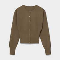 Cardigan en maille à col rond coupe ajustée, avec large ceinture côtelée, en maille Milano légère, doux et dense, double couche, Wonder Sweater